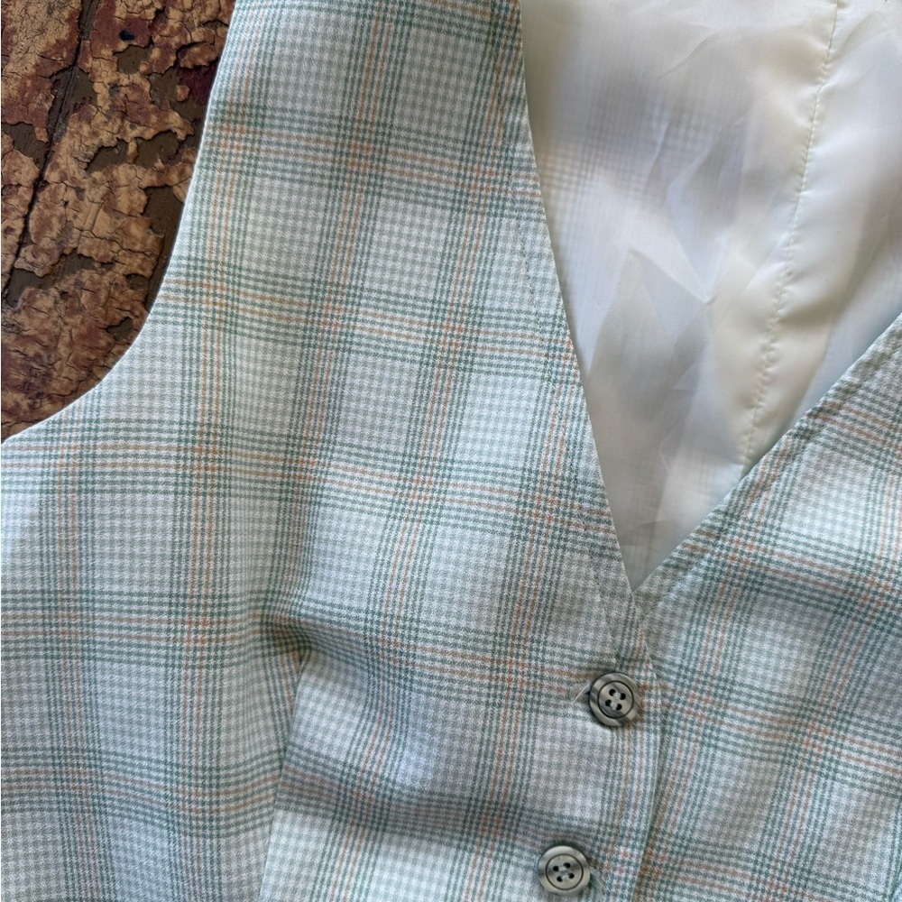 Vintage Green Plaid Button-Up Vest | Medium - Picture 2 of 4